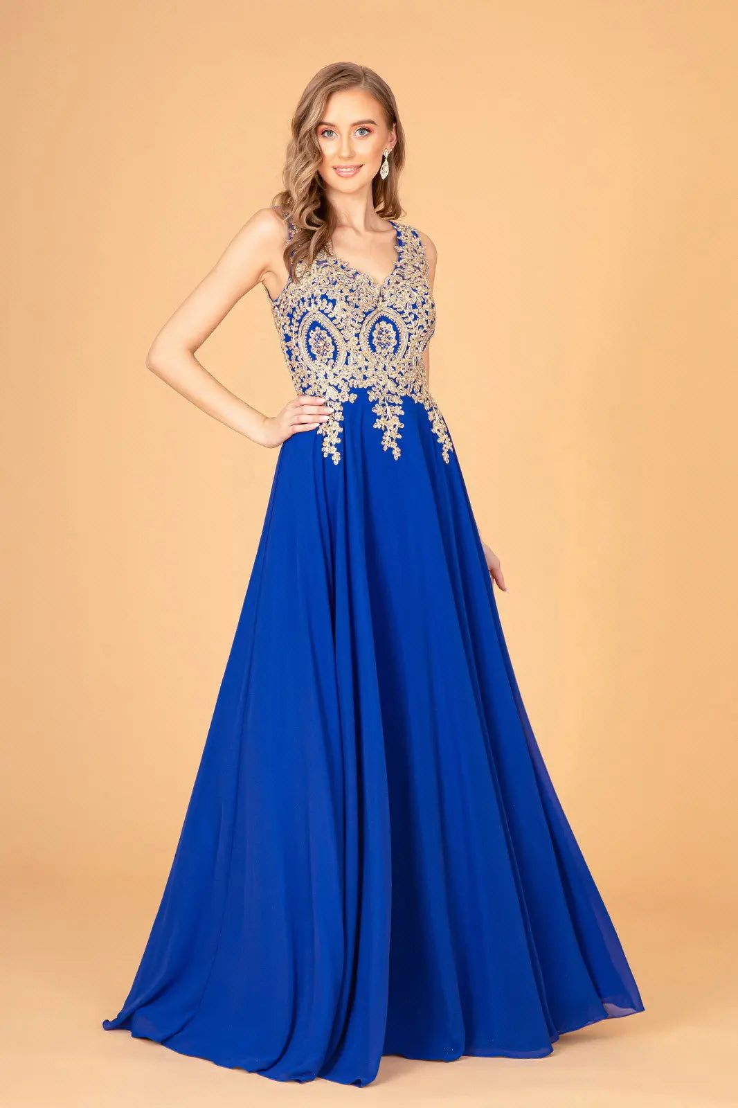 Prom dresses/navy teal black burgundy dusty rose champagne silver mauve  eggplant royal blue red v neck embroidered chiffon long dress GL2311  GLGL2311 – smcfashion.com
