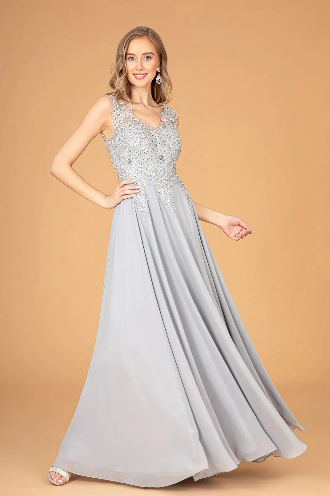 Prom dresses/navy teal black burgundy dusty rose champagne silver mauve  eggplant royal blue red v neck embroidered chiffon long dress GL2311  GLGL2311 – smcfashion.com