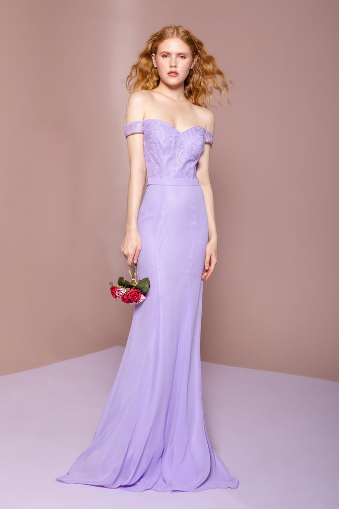 Lace Embellished Bodice Chiffon Mermaid Long Dress GLGL2697 Sale