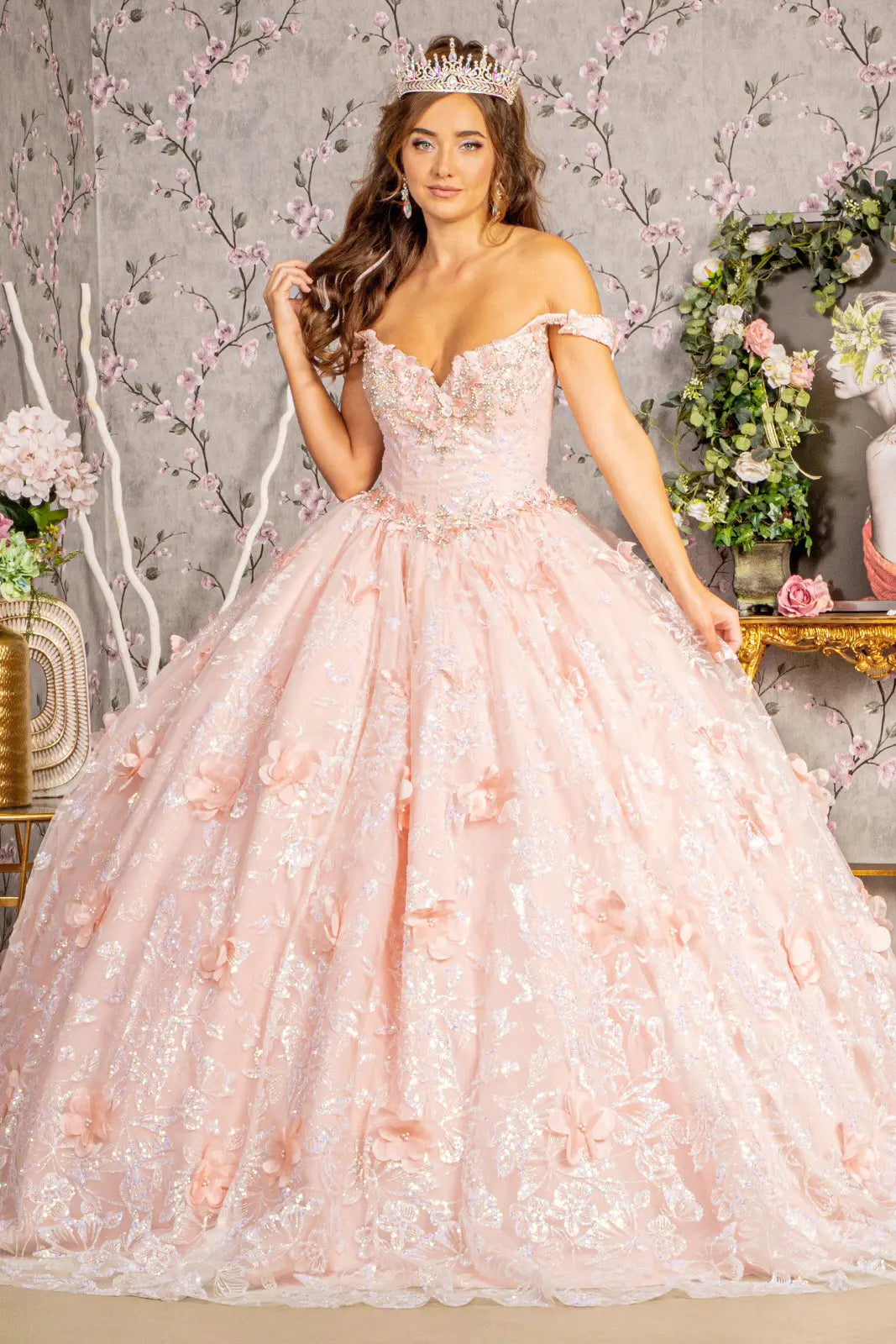 3 d butterfly applique jewel sequin quinceanera ball gown GLGL3183 smcfashion.com 3 d butterfly applique jewel sequin quinceanera ball gown GLGL3183 smcfashion.com