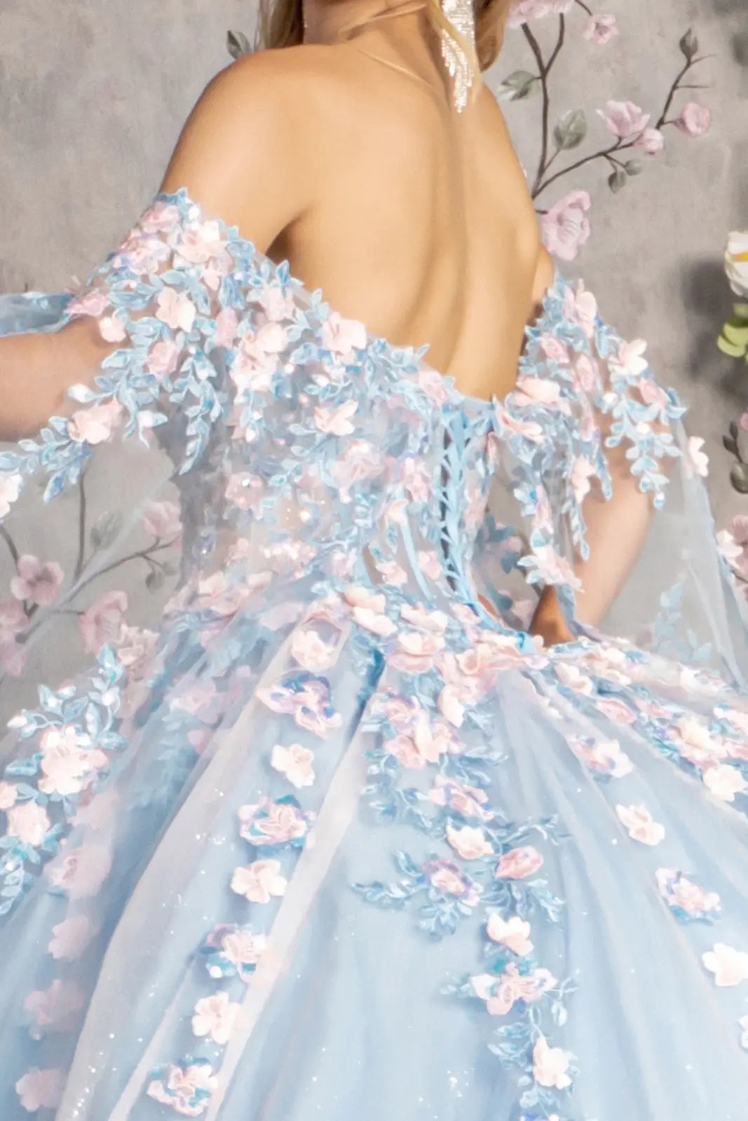 3 d flower sheer bodice mesh ball gown w side mesh long drapes GLGL3468 smcfashion.com 3 d flower sheer bodice mesh ball gown w side mesh long drapes GLGL3468 smcfashion.com
