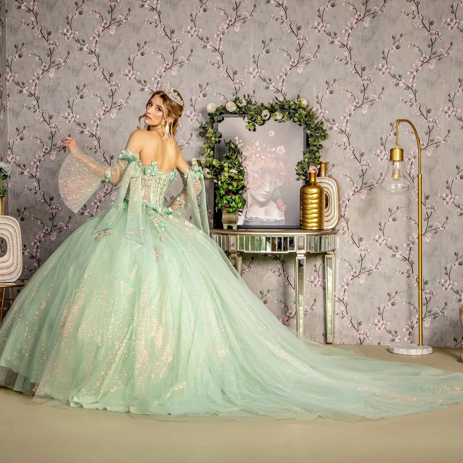sheer jeweled dress LaDivine - CD848
