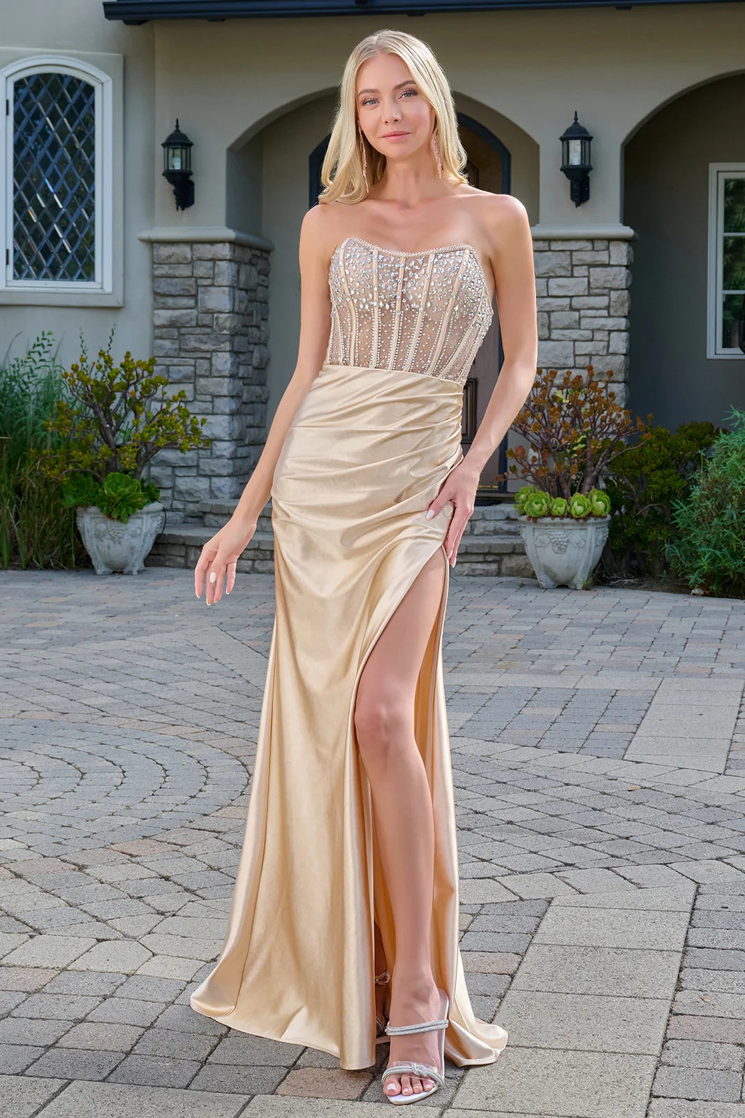 elegant occasions prom dresses Long Beaded Sweetheart Prom Dresses with Lace-Up Backs Burgundy / 14