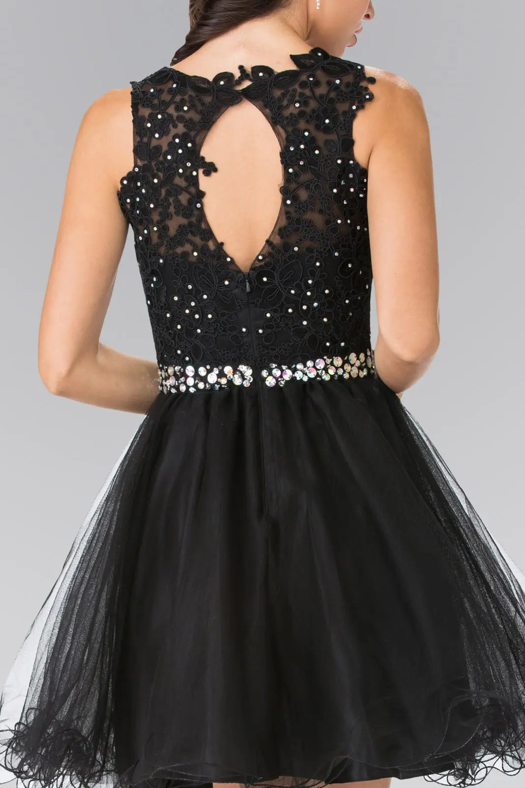Bridesmaid dresses/black blush burgundy champagne mint navy silver snow white mauve lace illusion top a line short dress with beaded waist GS2375 GLGS2375 –