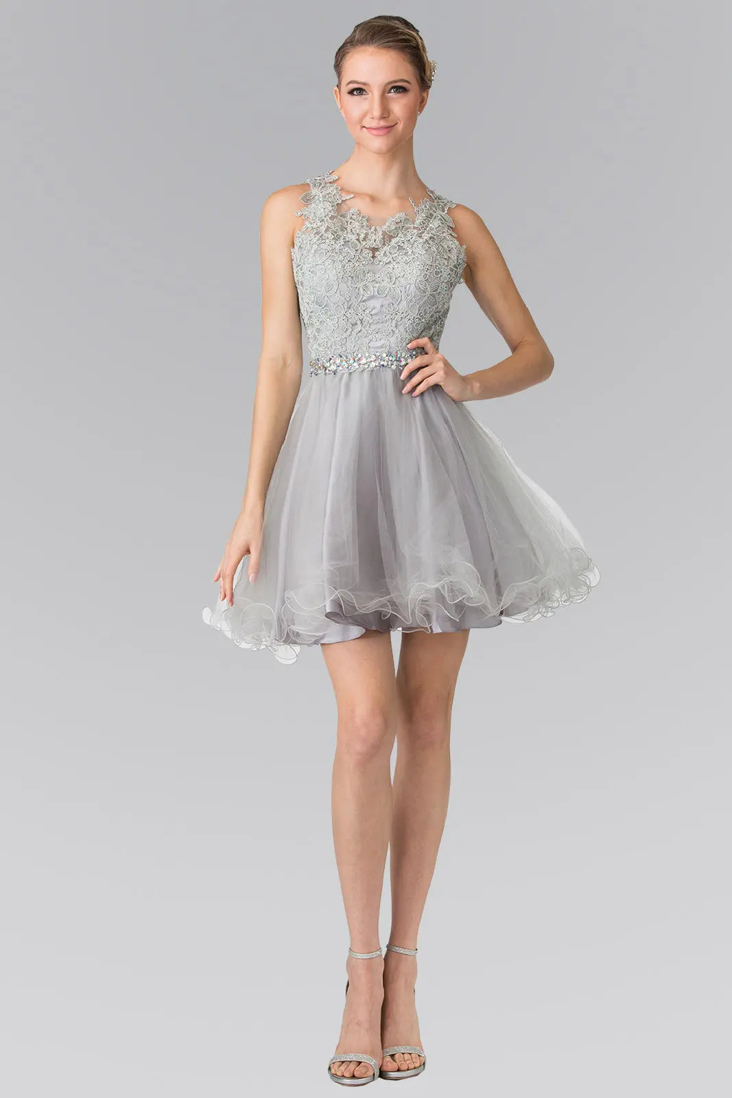 bridesmaids in short dresses Bridesmaid dresses/black blush burgundy champagne mint navy silver snow white mauve lace illusion top a line short dress with beaded waist GS2375 GLGS2375 – smcfashion.com