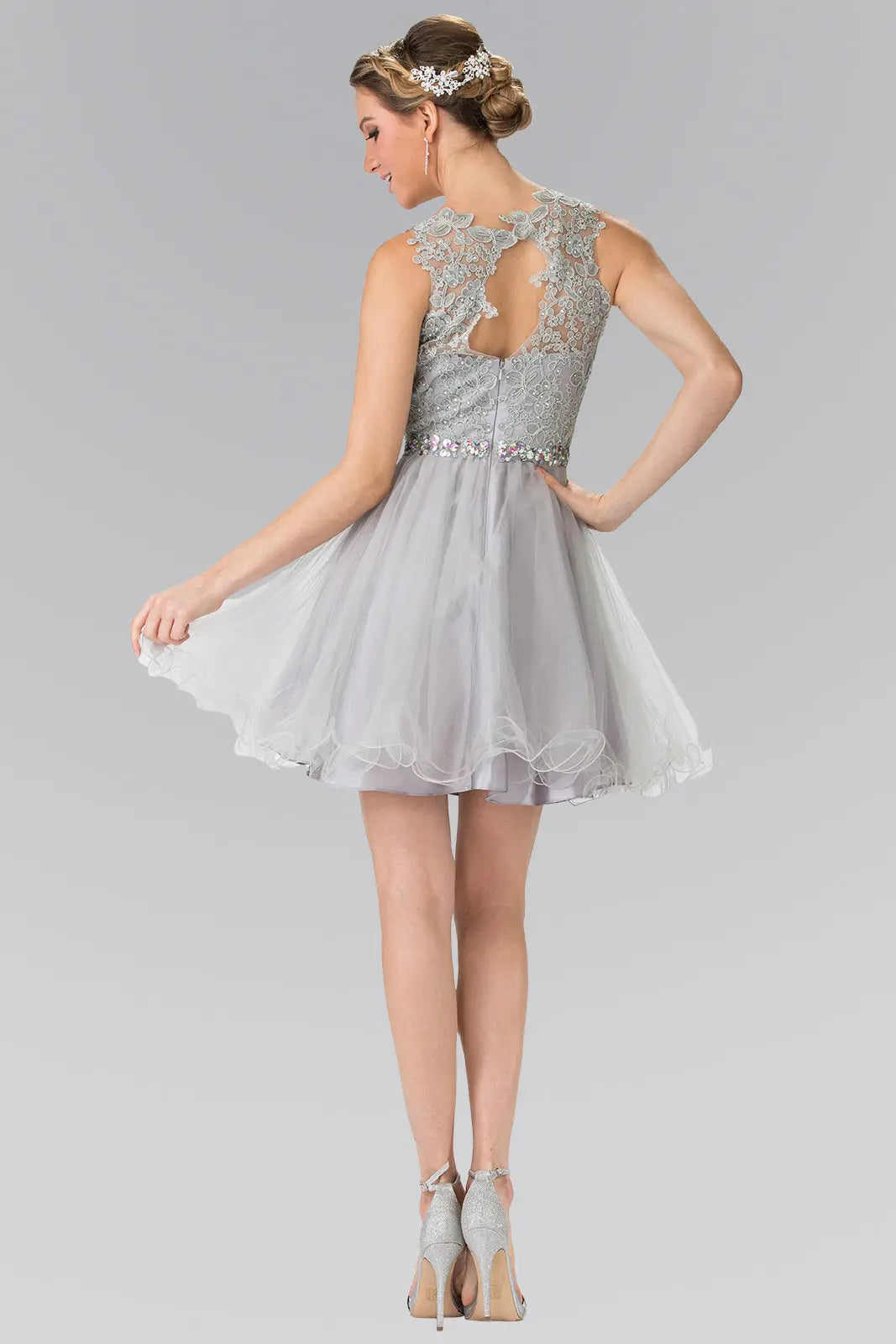 champagne dresses for damas Bridesmaid dresses/black blush burgundy champagne mint navy silver snow white mauve lace illusion top a line short dress with beaded waist GS2375 GLGS2375 – smcfashion.com