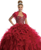 Beaded Corset Bodice With Organza Ruffle Skirt Long Quinceanera Dress JT1418-Quinceanera-smcfashion.com