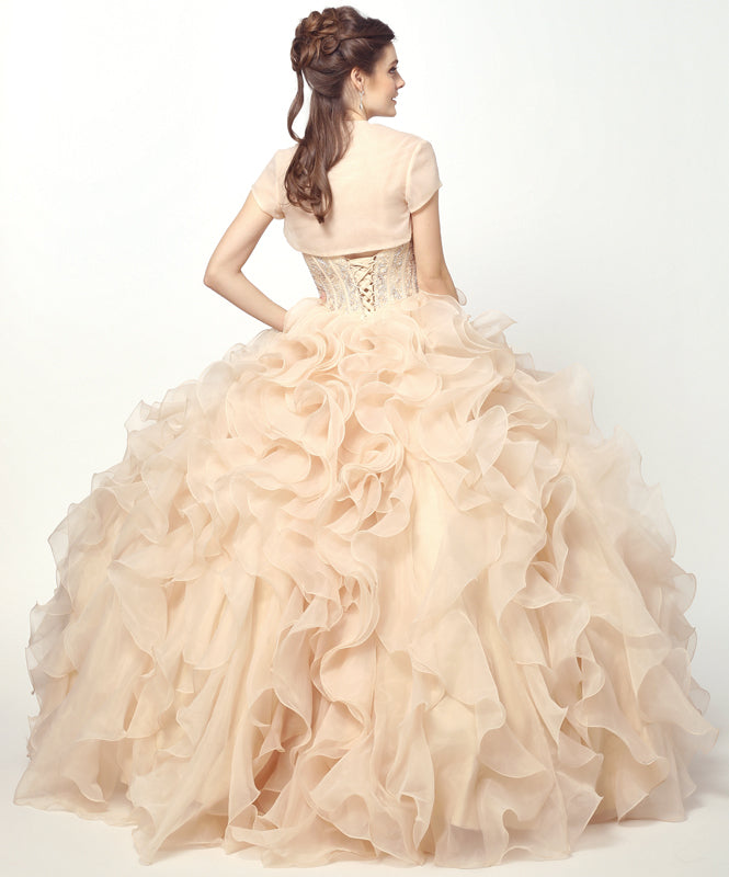 Beaded Corset Bodice With Organza Ruffle Skirt Long Quinceanera Dress JT1418-Quinceanera-smcfashion.com
