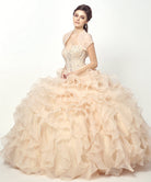 Beaded Corset Bodice With Organza Ruffle Skirt Long Quinceanera Dress JT1418-Quinceanera-smcfashion.com