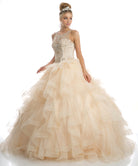 Sweetheart High Neck Ruffled Tulle Skirt Long Quinceanera Dress JT1423-Quinceanera Dress-smcfashion.com