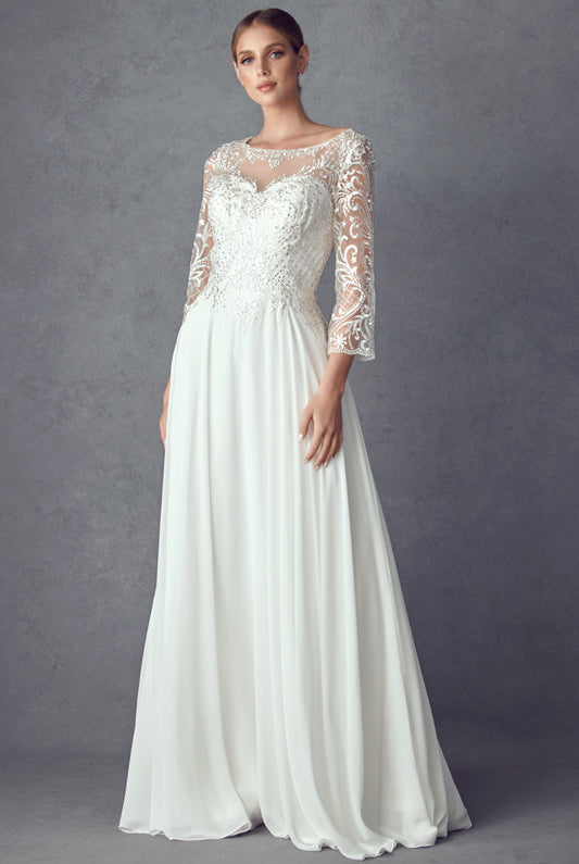 Embroidered Lace Beaded Bodice Long Mother Of The Bride Dress JTM11 Sale-Mother of the Bride Dress-smcfashion.com
