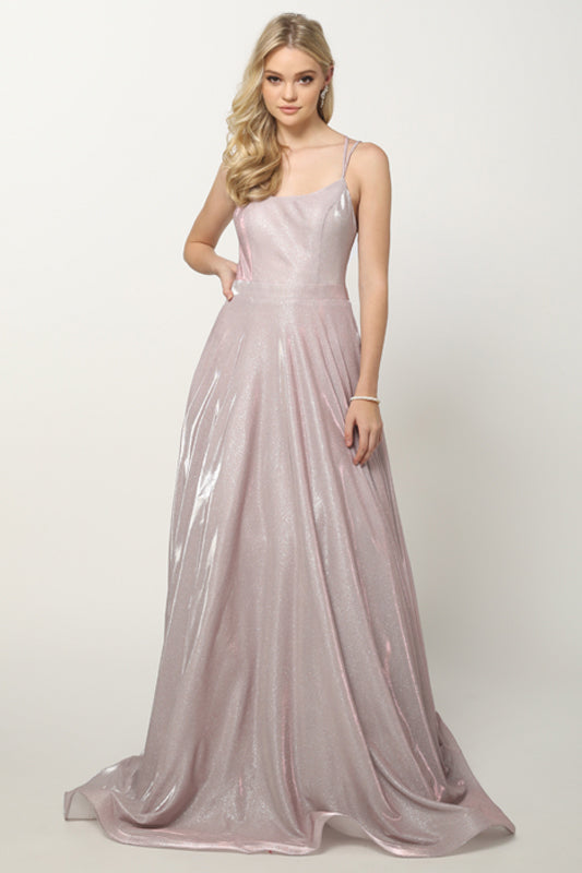 Metallic Glitter A-Line Detailed Back Long Prom Dress JT203-Prom Dress-smcfashion.com