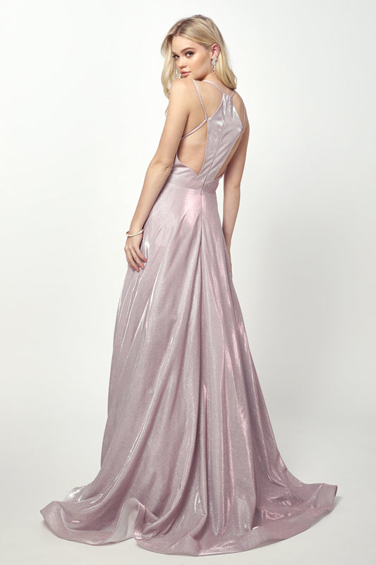 Metallic Glitter A-Line Detailed Back Long Prom Dress JT203-Prom Dress-smcfashion.com