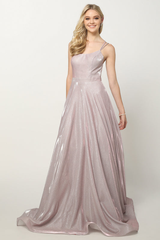 Metallic Glitter A-Line Detailed Back Long Prom Dress JT203-Prom Dress-smcfashion.com