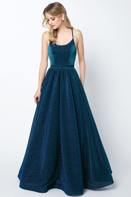 A-Line Metallic Open Criss Cross Back Long Prom Dress JT204-Prom Dress-smcfashion.com