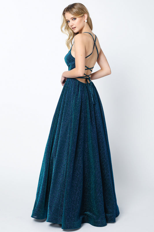 A-Line Metallic Open Criss Cross Back Long Prom Dress JT204-Prom Dress-smcfashion.com