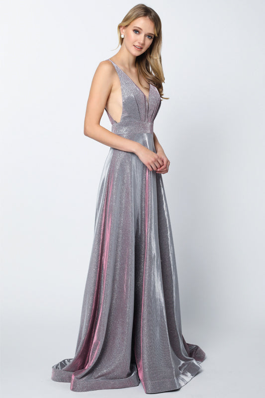 A-Line Illusion V-Neck Open Criss Cross Back Long Prom Dress JT208-Prom Dress-smcfashion.com