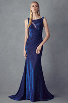 Faux Wrap Metallic Fitted Mermaid Long Prom Dress JT218-Prom Dress-smcfashion.com