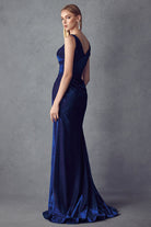Faux Wrap Metallic Fitted Mermaid Long Prom Dress JT218-Prom Dress-smcfashion.com