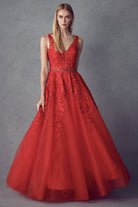 Embroidered Lace Embellished Jewel Waist Long Prom Dress JT224-Prom Dress-smcfashion.com