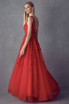 Embroidered Lace Embellished Jewel Waist Long Prom Dress JT224-Prom Dress-smcfashion.com