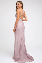 Ruched Bodice Fitted Embellished Waist Long Prom Dress JT233-Prom Dress-smcfashion.com