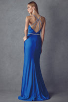 Ruched Bodice Fitted Embellished Waist Long Prom Dress JT233-Prom Dress-smcfashion.com
