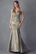 Embellished Glitter Open Criss Cross Back Mermaid Long Prom Dress JT242-Prom Dress-smcfashion.com