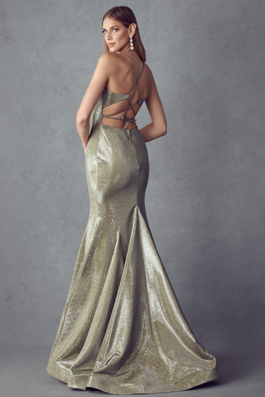 Embellished Glitter Open Criss Cross Back Mermaid Long Prom Dress JT242-Prom Dress-smcfashion.com