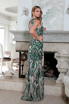 Embroidered Lace Open Back Illusion V-Neck Mermaid Long Prom Dress JT243-Prom Dress-smcfashion.com