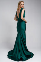 V-Neck Satin Mermaid Long Prom & Bridesmaid Dress AC370-Prom Dress-smcfashion.com