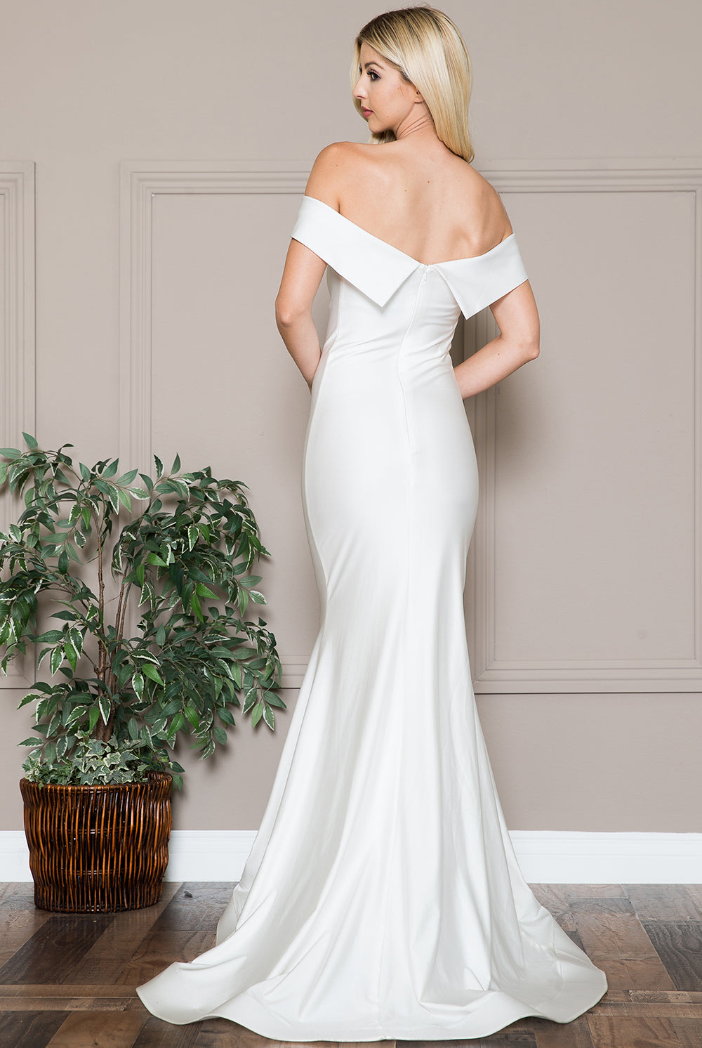 Off Shoulder Mermaid Fitted Long Evening & Wedding Dress AC373-Prom Dress-smcfashion.com