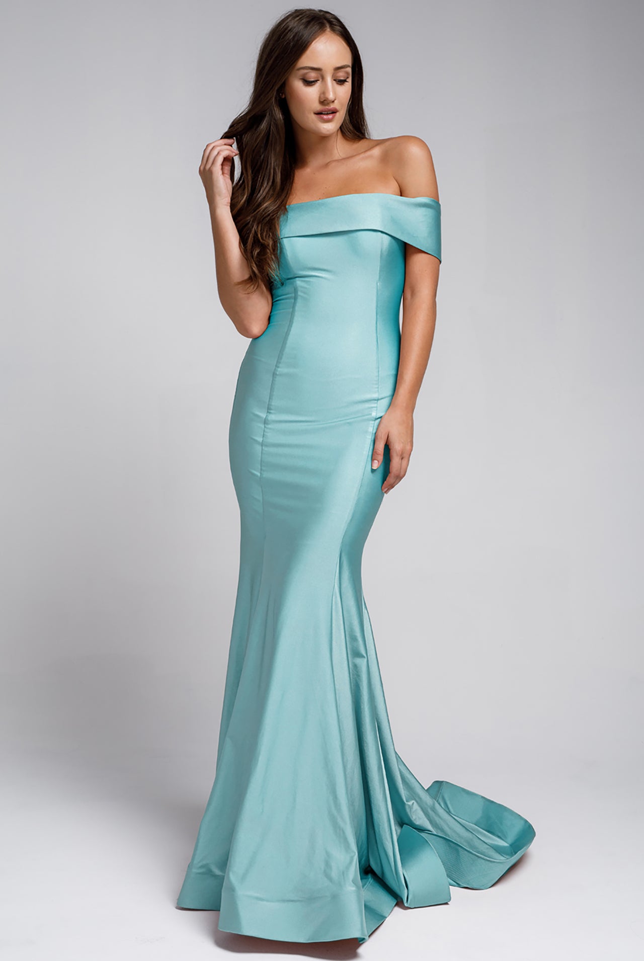 Off Shoulder Mermaid Fitted Long Evening & Wedding Dress AC373-Prom Dress-smcfashion.com