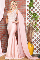 Strap One Shoulder 3D Floral Applique Mermaid Long Evening & Prom Dress AC388-Prom Dress-smcfashion.com
