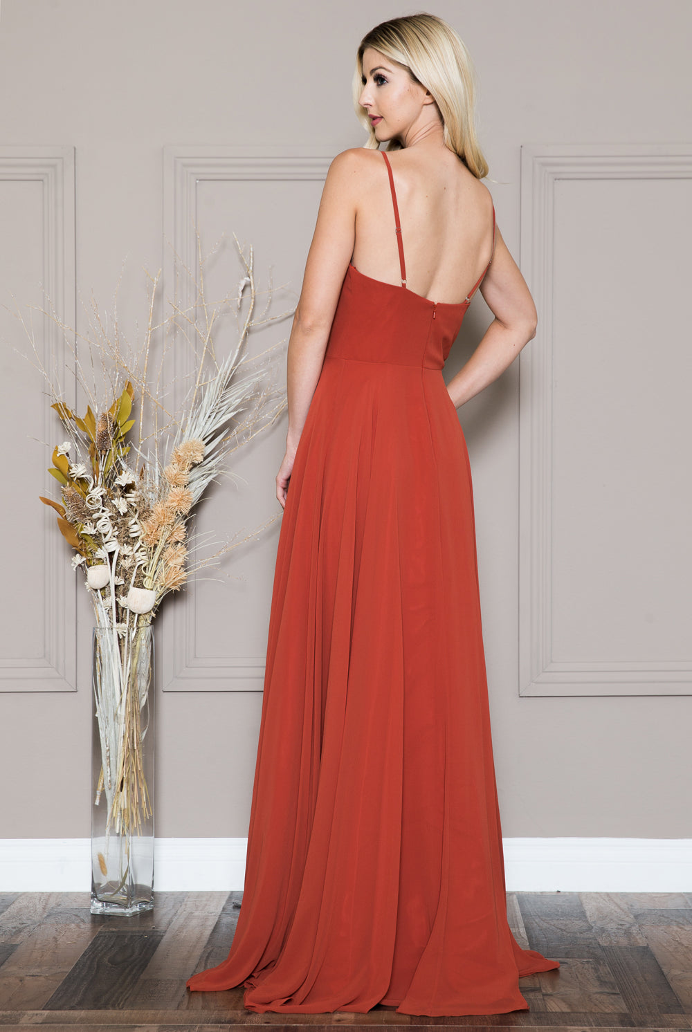 Classic Chiffon A-Line Adjustable Straps Zipper Back Long Prom Dress AC477-Bridesmaid Dress-smcfashion.com