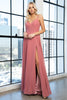 Classic Chiffon A-Line Adjustable Straps Zipper Back Long Prom Dress AC477