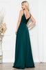 Open V-Back Spaghetti Straps High Slit Saton Long Prom Dress ACBZ012