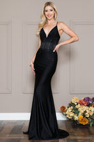 Embroidered Waist Sheath V-Neck Long Evening & Prom Dress AC390-Prom Dress-smcfashion.com