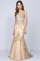 Embellished Lace Mermaid Straps Open V-Back Long Prom Dress JT654-Prom Dress-smcfashion.com