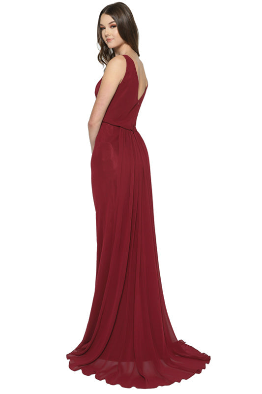 Sleeveless Formal Chiffon Cowl Neck Open Back Long Mother Of The Bride Dress JT670-Mother Of The Bride Dress-smcfashion.com