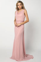 Sleeveless Formal Chiffon Cowl Neck Open Back Long Mother Of The Bride Dress JT670-Mother Of The Bride Dress-smcfashion.com