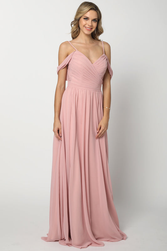 Chiffon Ruched Off Shoulder Sweetheart Long Bridesmaid Dress JT676-Bridesmaid Dress-smcfashion.com