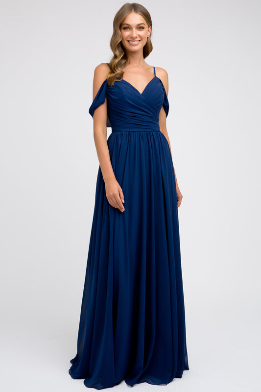Chiffon Ruched Off Shoulder Sweetheart Long Bridesmaid Dress JT676-Bridesmaid Dress-smcfashion.com