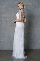 Embroidered Lace Cap Sleeves Long Mother Of The Bride Dress AC7001-Mother of the Bride Dress-smcfashion.com