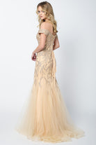 Embellished Lace Off Shoulder Mermaid Long Prom Dress JT693-Wedding Dress-smcfashion.com