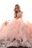Beaded Corset Bodice With Organza Ruffle Skirt Long Quinceanera Dress JT1418-Quinceanera-smcfashion.com