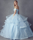 Metallic Embroidery With Glitter Satin Long Quinceanera Dress JT1432-Quinceanera Dress-smcfashion.com