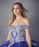 Metallic Embroidery With Glitter Satin Long Quinceanera Dress JT1432-Quinceanera Dress-smcfashion.com