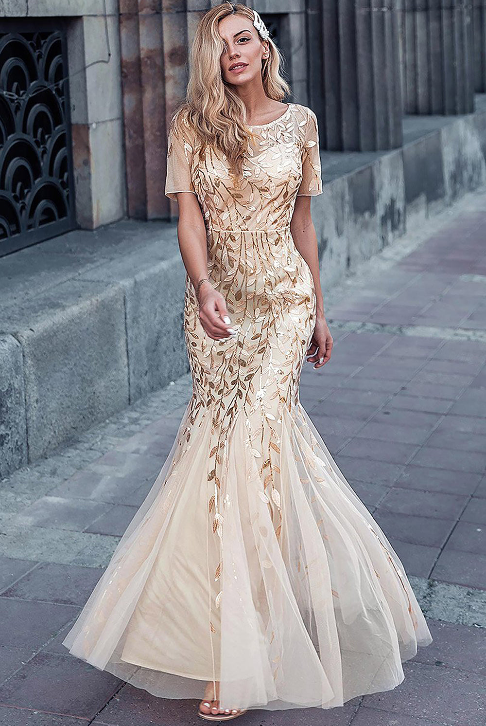 Embroidered Lace Mermaid Long Prom & Mother Of The Bride Dress AC7707-Prom Dress-smcfashion.com