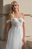 Off Shoulder Sheer Bodice Side Slit Long Wedding Dress AC5023